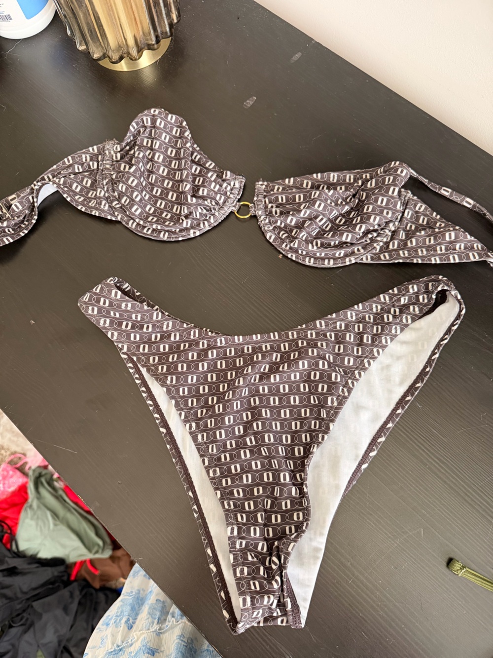 Women’s Brown Patterned Bikini Set - Two-Piece Swimwear